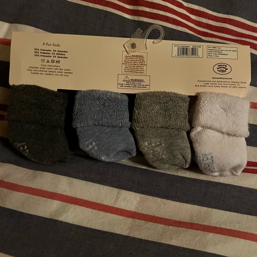 Laura Ashley Kids' Cozy Socks - 8 Pack, Black, Blue, Gray, White